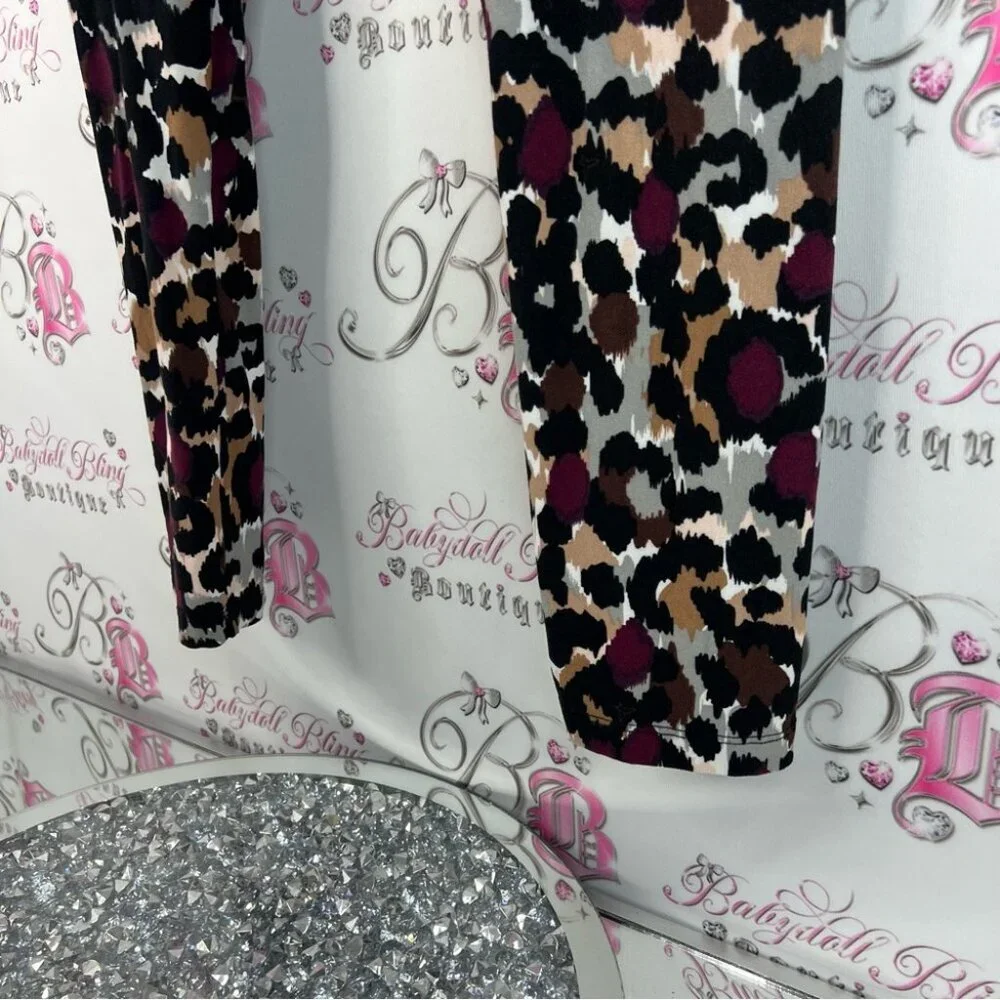 Sweetlegs cheetah leopard print stretchy Print red grey black tights Leggings
